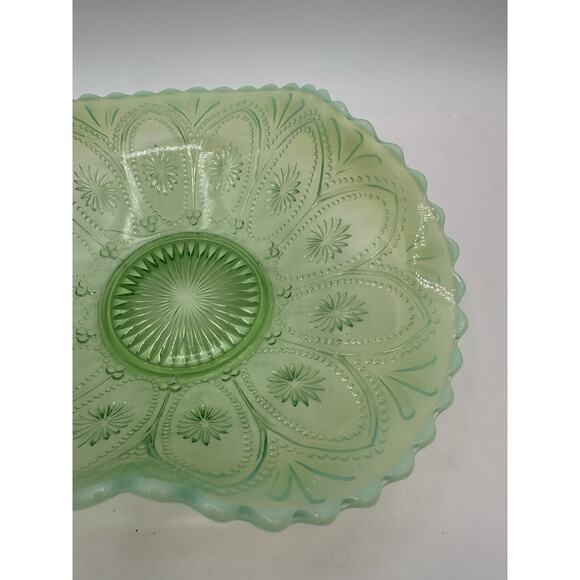 Northwood Spokes and Wheels Green Opalescent Novelty Bowl - Picture 5 of 8